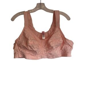 Comfort Choice Pink Front Closure Bra Jacquard Wireless Full Coverage 50B 08170